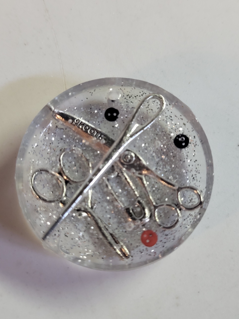 Silver Glitter Sewing Tool Keychain - Clear